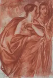 Ludomir Sleńdziński, DWIE KOBIETY. STUDIUM, 1919, sangwina, karton