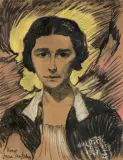 Stanisław Ignacy Witkiewicz, Portret Jadwigi Pulichowej, 15 X 1927, pastel, papier
