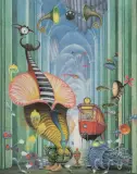 Jacek Yerka, PEJZAŻ PODWODNY, 2002, pastel, papier
