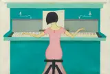 MAŁGOSIA GRA NA PIANINIE W BAGNOLET by Krzysztof Kulicki "Kulwietis", 2003, olej, płótno, sold Oct 2020