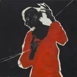 Sylwia Brzyszczyk, Red dress II, 2019, sgraffito, płótno