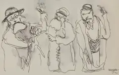 Otto Axer, GRUPA ŻYDÓW, LATA 70. XX W., tusz pióro, lawowanie, papier