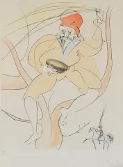 Salvador Dalí, Z CYKLU BAJKI JAPOŃSKIE, 1974, sucha igła, szablon, papier