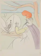 Salvador Dalí, Z CYKLU BAJKI JAPOŃSKIE, 1974, sucha igła, szablon, papier