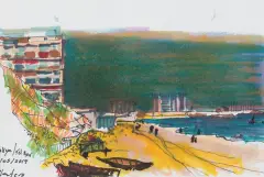 Miguel Platero, TEL AVIV, 2019, flamastry barwne, papier