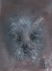 Bożena Wahl, PORTRET PIESKA, pastel, papier