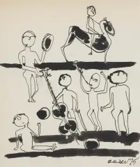 Otto Axer, Orkiestra, 1975, tusz pióro, pędzel, papier kremowy