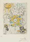 Salvador Dalí, KOŃ KRÓLEWSKI, 1970, sucha igła, akwatinta, odciski gwoździ, papier