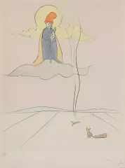 Salvador Dalí, Z CYKLU „BAJKI JAPOŃSKIE”, 1974, sucha igła, szablon, papier