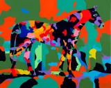 POWTARZALNY KOŃ ALEATORYSTYCZNY by Zdzisław Otello Horodecki, 2017, akryl, płótno, sold Sep 2020