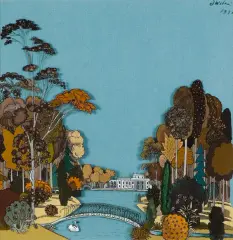 Józef Wilkoń, ŁAZIENKI W WARSZAWIE, 1973, farby emulsyjne na foli