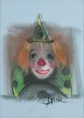 Bożena Wahl, Klaun, pastel, papier żeberkowy
