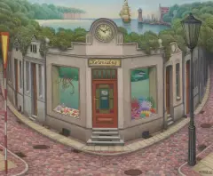 Jacek Yerka, CORNER SHOP, 2020, pastel, papier