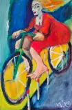 Rowerzystka by Mirosław Biały, 1997, olej, płótno, offered Aug 2020