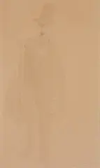 Leon Dolzycki, MĘŻCZYZNA W KAPELUSZU, akwarela, ołówek, papier