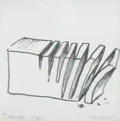 CEGŁY by Tomasz Kawiak, 1980, kredka czarna, papier, sold Aug 2020