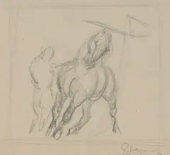 Eugeniusz Geppert, POSTAĆ Z KONIEM, ołówek, papier