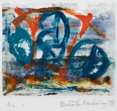 Beata Nehring, Kompozycja niebieska, 1998, monotypia, papier