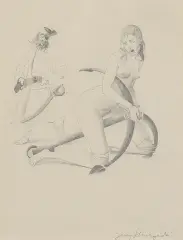 Jerzy Skarżyński, SCENA EROTYCZNA, ołówek, papier kremowy