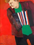 Daniel de Tramecourt, AKORDEONISTA JANELLO, 1989, olej, płótno