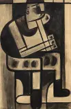 Stanisław Wałach, POSTAĆ SIEDZĄCA, 1960, pastel tusz pędzel, papier