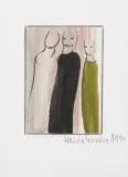 Wanda Warska, Trzy postaci, 1991, gwasz, tusz, papier