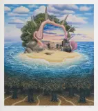 BEZLUDNA WYSPA by Jacek Yerka, 1999, giclée, papier, sold Aug 2020