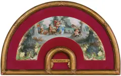 Teofil Kwiatkowski, WACHLARZ ZE SCENAMI MITOLOGICZNYMI, ok. 1870, akwarela, gwasz, papier