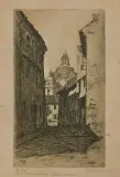 Józef Pieniążek, WILNO. ZAUŁEK Z KOŚCIOŁEM ŚW. KAZIMIERZA, 1923, akwaforta, papier