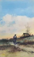 Juliusz Holzmüller, W DRODZE, 1909, akwarela, gwasz, papier