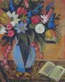 Henryk Śladkowski, MARTWA NATURA Z KSIĄŻKĄ, 1934, olej, płótno