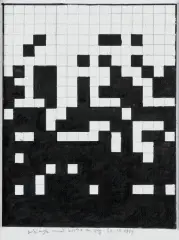 RZUCAŁ KOSTKĄ DO GRY 20. 11. 1999 by Ryszard Winiarski, akryl, ołówek, płótno, sold Jul 2020