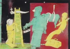 Janusz Przybylski, LISTY J. DO PABLA PICASSA, 1977, tusz pióro, akwarela, papier