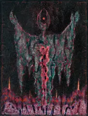 KOMPOZYCJA by Jerzy Tchorzewski, 1987, gwasz, technika własna, karton, offered Jun 2020