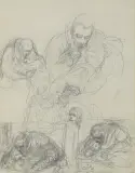 Jan Matejko, JAN KOCHANOWSKI Z URSZULKĄ, 1861-1862, ołówek, papier