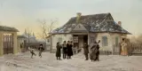 Franz Streitt, MUZYKANCI, olej, deska mahoniowa