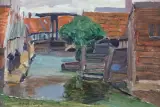 NAD KANAŁEM by Michał Gorstkin-Wywiórski, 1903-1906, olej, płótno naklejone na tekturę, sold Jun 2020
