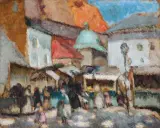 Eugeniusz Eibisch, TARG NA PLACU MARIACKIM W KRAKOWIE, 1920-1922, olej, tektura