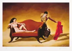 Kobieta i torreador by Rafał Olbiński, inkografia, papier, offered Apr 2020