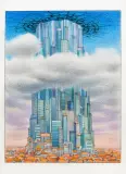 KORPORACJA BABEL by Jacek Yerka, 2019, kredki, ołówek, karton, sold Apr 2020