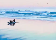 Maciej Majewski, Post Surfin' Chill Out, 2020, akryl, płyta