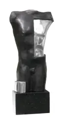 Sylwia Caban, Nigredo Black, 2019, aluminium, kamień