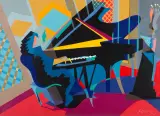 PIANISTKA by Czesław Tumielewicz, 1997, akryl, płótno, offered Apr 2020