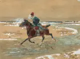 Jan Perdzynski, JEŹDZIEC, 1891, ołówek, akwarela, gwasz, karton