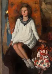 Marian Stroński, DZIEWCZYNKA Z LALKĄ, 1936, olej, płótno