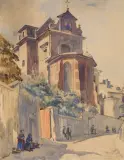 Kazimierz Holewiński, KOŚCIÓŁ ŚW. ANNY, lata 40. XX w., ołówek, akwarela, papier