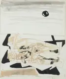 Jankel Adler, NA PLAŻY, piórko, tusz, tusz lawowany, papier