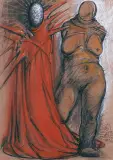 JUSTITIA & VERITAS by Franciszek Starowieyski, 1993, pastel, węgiel, papier, sold Apr 2020