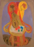 Maurice Blond, KOMPOZYCJA Z KRZESŁEM, 1969, olej, płótno