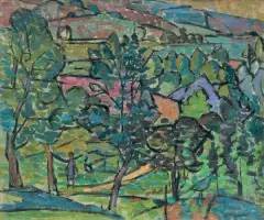 Adam Marczyński, PEJZAŻ Z ZABRZEŻY, 1951, olej, płótno